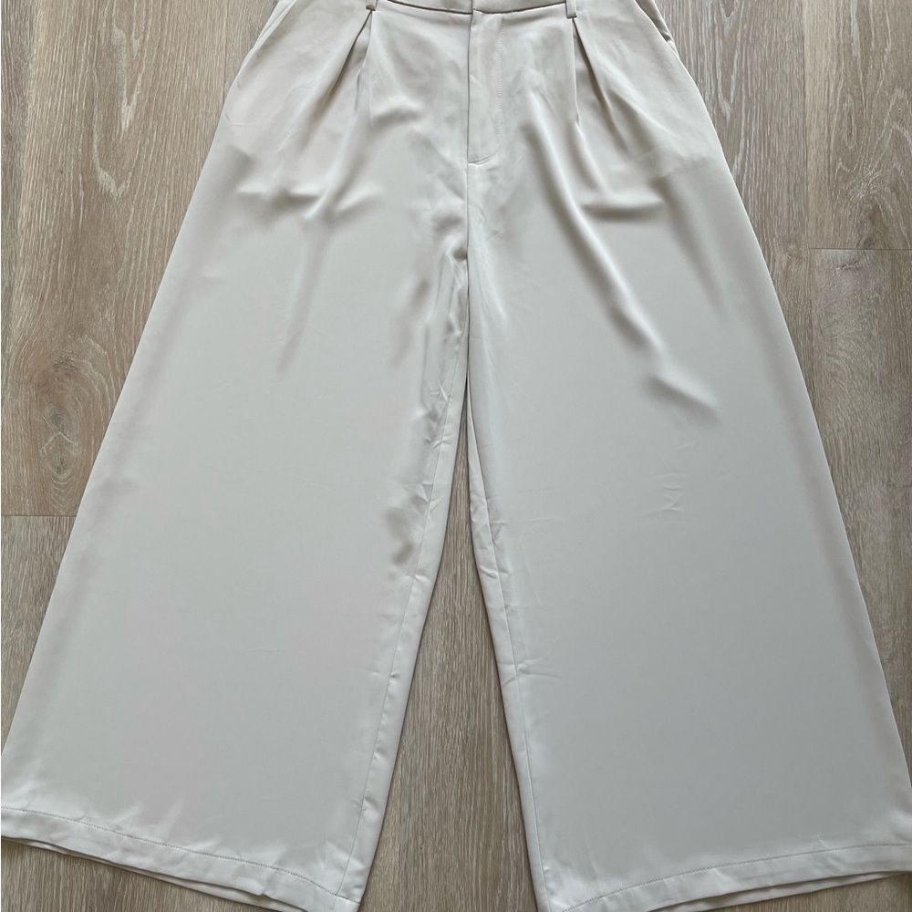 Tronjori Cream Wide-Leg Women's Pants